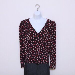 NWT Eloquii Corset V Neck‎ Long Sleeve Blouse